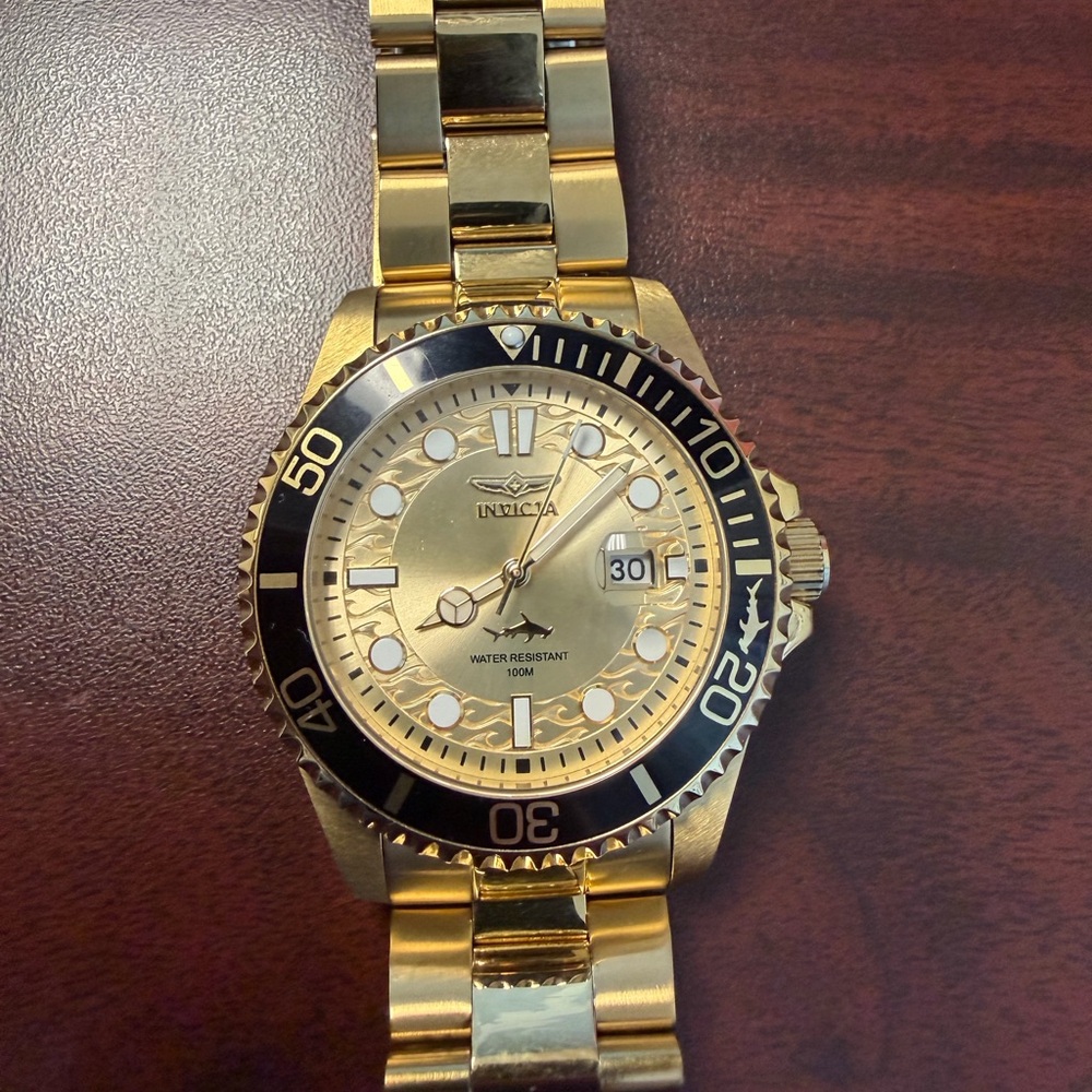 Invicta Gold Pro Diver Watch with Black Dial